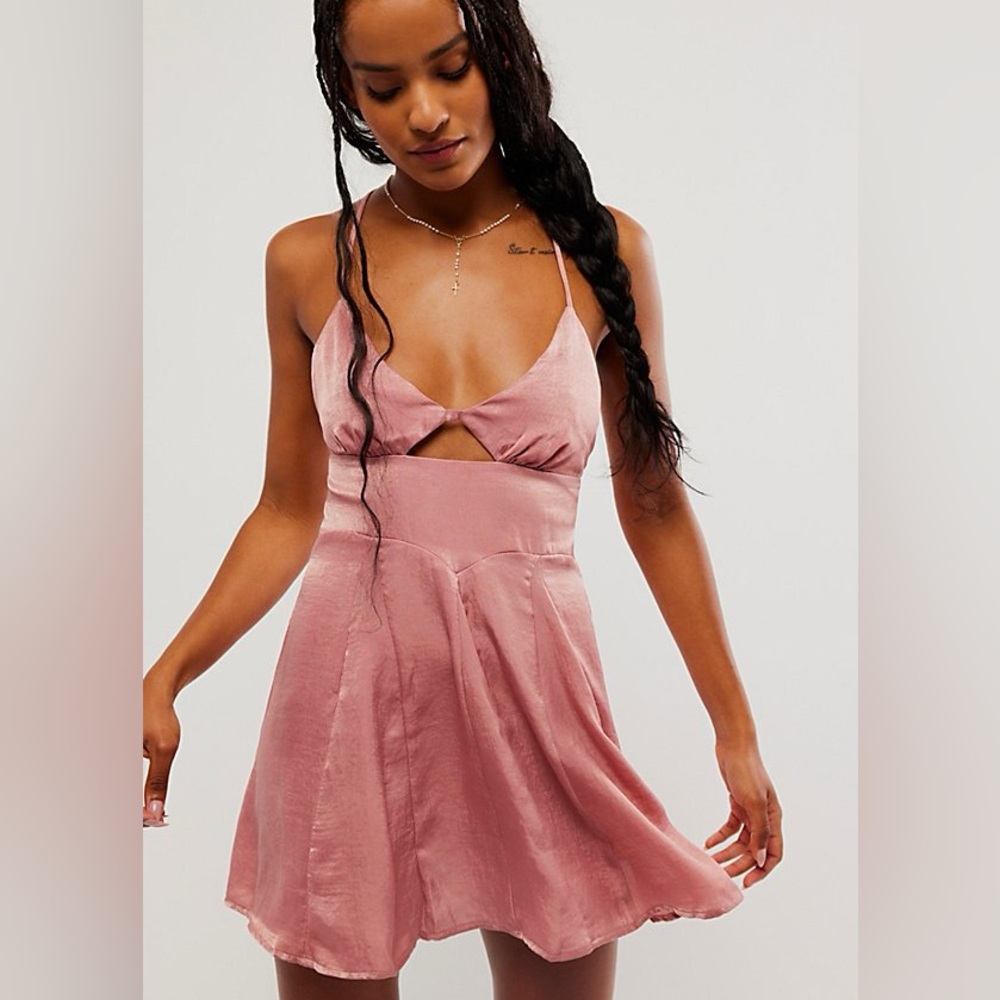 Free People Good Catch Mini Slip in Smoke Rose size Medium NWT